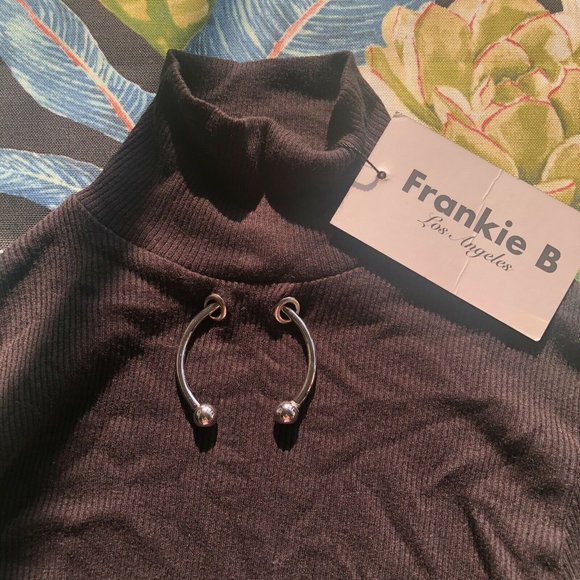 Frankie B Janet Mock Neck Mini Dress Black Bull S - Picture 4 of 7